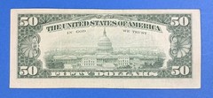 B39321618A $50 1990 Small Head Note Misaligned Misprint Error Fifty Dollar Bill