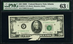 $20 1969C FRN Printed Fold Error – PMG 63 Choice Unc EPQ * Stuart Katz