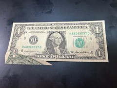 1985 – One Dollar Federal Reserve Note – Large Printed Fold Error