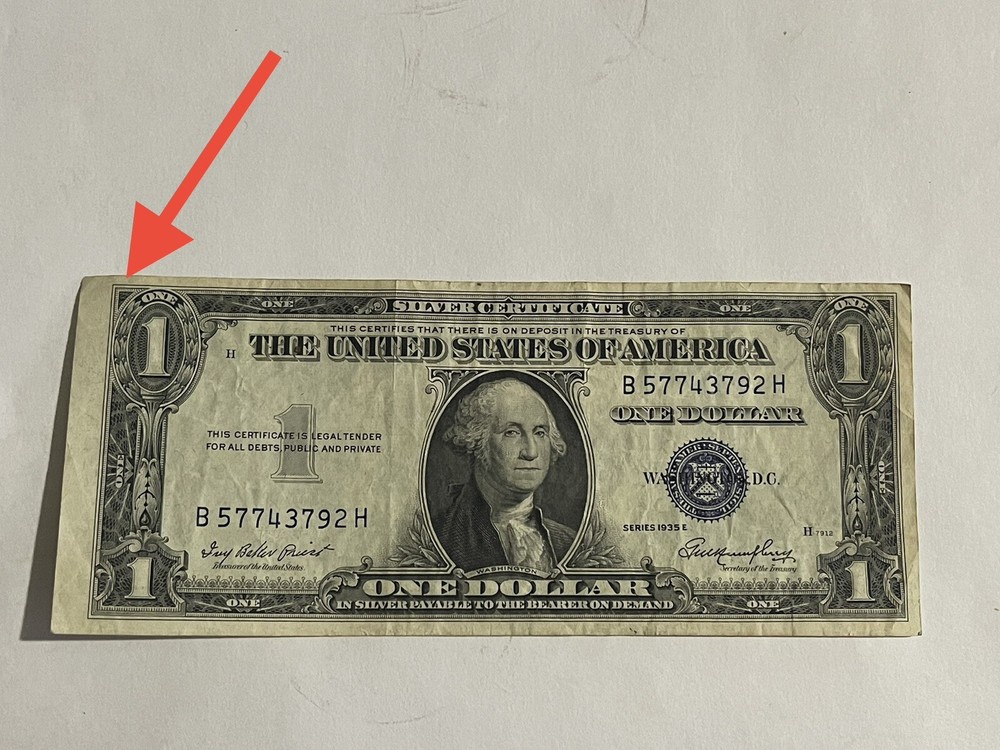 $1 ERROR ~ 1935-E (SILVER CERTIFICATE) MISCUT SHIFT ERROR – MISALIGNED