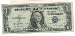 1935E One Dollar Silver Certificate With Certificate Printed Slightly Off Center