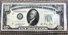 1950-A $10. FEDERAL RESERVE NOTE w/ 3rd PRINT SHIFT RIGHT ERROR EXCELLENT COND