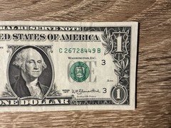 1977 $1 Federal Reserve Note Offset Printing Error XF+