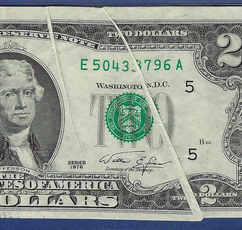 1976 $2 ERROR ♚♚GUTTER FOLD ERRORS♚♚ PMG EX FINE 40 EPQ