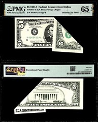 PRINTED FOLD ERROR $5 1981-A FR NOTE DALLAS FR.#1977-K PMG GEM UNC 65 EPQ