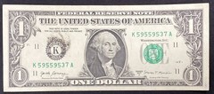 2017A $1 Dollar INK SMEAR ERROR ON FEDERAL RESERVE DISTRICT SEAL K59559537