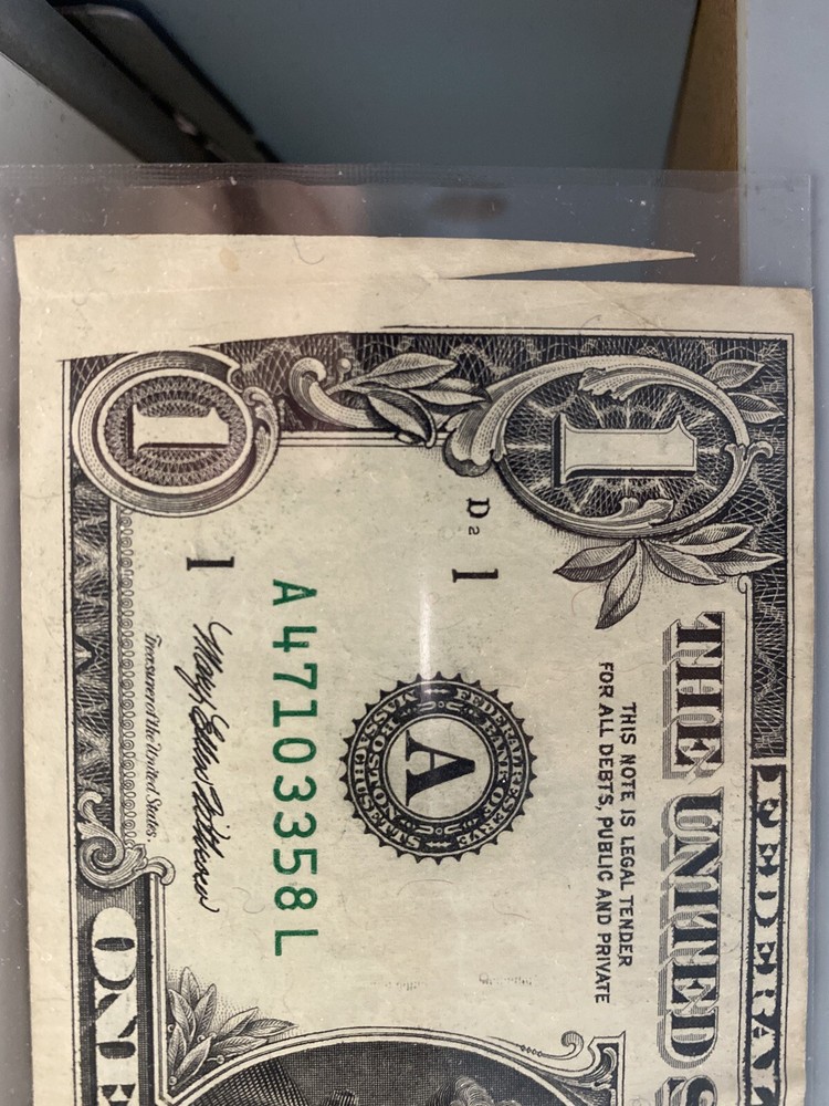 Error- 《Gutter Fold on LH Side on Obverse- 1995 1$ A-L Block》 XF！Super Rare！