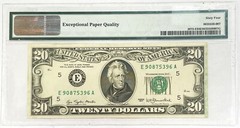 1977 $20 DOUBLE ERROR END OF ROLL / INSUFFICENT INK NOTE PMG CHOICE UNC 64 EPQ