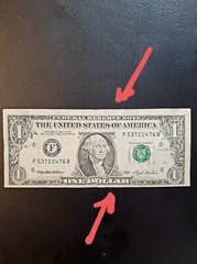 VINTAGE $1 ERROR MISCUT SCATTERED LADDER SERIAL NUMBER