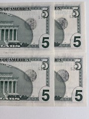 Error 4 Consecutive 《Heavy Ink Over Black Seal & Back》 2003 $5，UNC Super Rare!