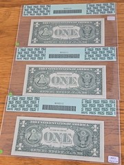 « Error 1977 » 1 Dollar. Set Of 3, Ink Shift Green Print Graded 66-64 PPQ Bookend.