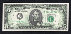 1981 $5 FRN “FULL BACK TO FACE OFFSET PRINTING ERROR” GEM UNCIRCULATED