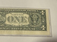 2003 One Dollar Bill Cutting Error Top Offset ,Off Center Richmond Virginia
