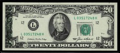 OFFSET PRINTING ERROR $20 1985 FR NOTE ~ ALMOST UNCIRCULATED