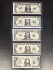 Lot 10 $1 Error Notes – 5 MAJOR Miscut (4 Show Note) + 5 Serial Error/Ladder UNC