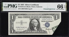 Fr. 1619 1957 $1 Silver Certificate PMG Gem 66 EPQ Printed Fold Error