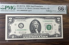 2017A Federal Reserve Star Note $2 Error Filling Star PMG 66 EPQ Gem UNC