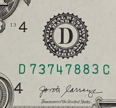 D73747883C $1 Misaligned Misprint One Dollar Bill 2017A Note