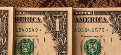 MULTIPLE ERROR THREE (3) ✯ STAR NOTES SEQUENTIAL $1 Dollar UNC CRISP from BEP