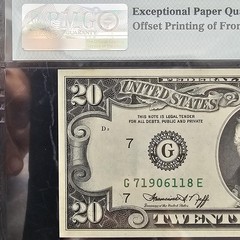 $20 Federal Reserve Note Chicago Offset Printing Error front to back PMG 66 EPQ