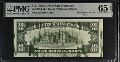 PMG65 EPQ 1988A 10$ AMAZING RAIN GREEN INK SMEAR ERROR (PRICE FOR 1 NOTE)