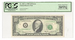 Fr#2027-A Full Back to Face Offset Error 1985 $10 FRN Boston PCGS 58PPQ