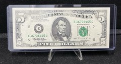 1995 $5 Insufficient Inking ERROR CU Unc Federal Reserve Note! Z227