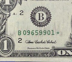 $1 One Dollar Bill Ink Smear Error Star Note Error Replacement 2003A $1 Over Ink