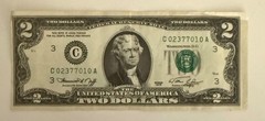 2 Dollar Bill 1976 Errors Offset Margin and Misaligned Seal Ungraded Uncertified