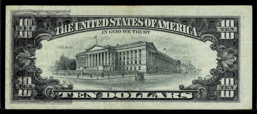 OFFSET PRINTING ERROR $10 1993 FR NOTE VERY FINE