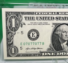 🔥 BINARY 🔥WET INK TRANSFER ERROR 🍀 LUCKY 7’s UNC 💎GEM Fancy Serial Number