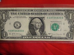 2017-Series »Mint Error » $1.00 Bill Noten »K 69734830 B