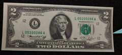 1976 $1 Error note, cut, shift & over-inking, Crisp unc, BP#1 Low #, L note 0286