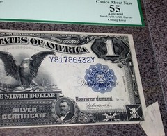 1899 ERROR PCGS AU 55 Butterfly $1 Black Eagle Silver Certificate Currency Note