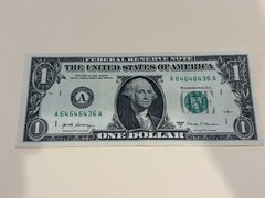 Fancy Serial Number One Dollar Bill A64646436A Repeater 646464