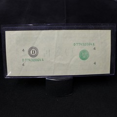 $1 FRN SECOND PRINT MISSING ERROR – AU FOLDED – D CLEVELAND DISTRICT
