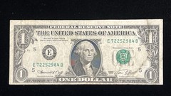 1974 E $1 US One Dollar Bill Miscut Misprint Off Center Error Money Richmond