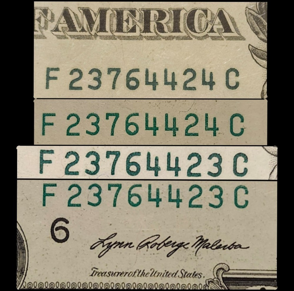 Pair Of Sequential Inkwell Contamination Error 2021 $1 Dollar Mismatched Color