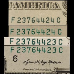 Pair Of Sequential Inkwell Contamination Error 2021 $1 Dollar Mismatched Color