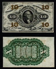 10c 3rd Issue MISALIGNMENT ERROR UNC Washington U.S. Fractional Currency!