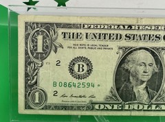 2013 B Duplicate Print ⭐️ STAR NOTE ERROR 🔥$1 Serial Number 🚀 B08642594*⭐️ FW
