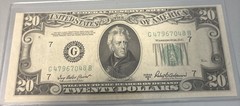 Dramatic Shift Error on 1950B $20 Federal Reserve Note CU Unc Miscut