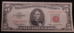 1963 $5 Red Seal AA 7915 Shift error 3rd print XF40? BP# 4 Nice find