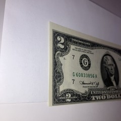 $2 ( TWO ) Dollar Bill 1976 Extreme Misalignment Fail Print Mint Con. VERY FINE