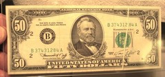$50 Fifty Dollar Series 1974 New York FRN – Gutter Fold Error Currency Note