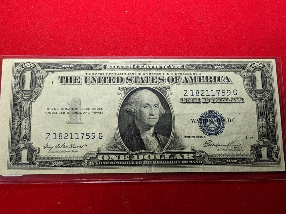 1935 E SILVER CERTIFICATE ERROR INK BLUNDER….