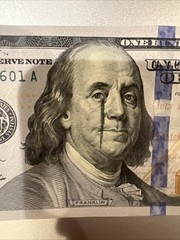 2009 $100 Bill, Misprint, Collectible, Ben Franklin Tear