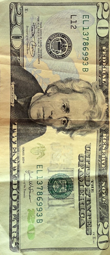ERROR ! $20 Dollar Bill USD Misprint Misaligned Miscut 1995 Rare Legal Note