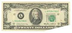 1985 $20 Federal Reserve Note San Francisco CA Fold Over ERROR (67672)