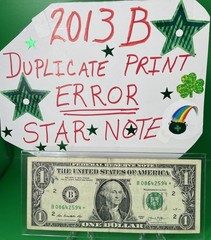 2013 B Duplicate Print ⭐️ STAR NOTE ERROR 🔥$1 Serial Number 🚀 B08642594*⭐️ FW